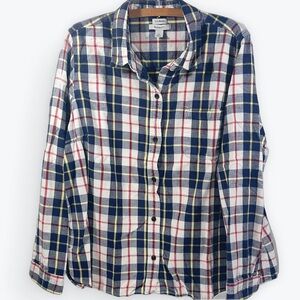 L.L. Bean Navy and Red Plaid Button Shirt Relaxed Fit 2X